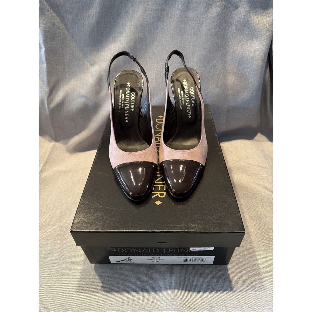 Donald J Pliner Slingback Stiletto Heels Deep Mauve Suede. Vintage. Y2K. Sz 6.